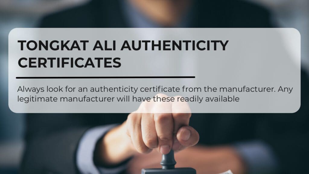 Tongkat Ali Certificate Of Authenticity